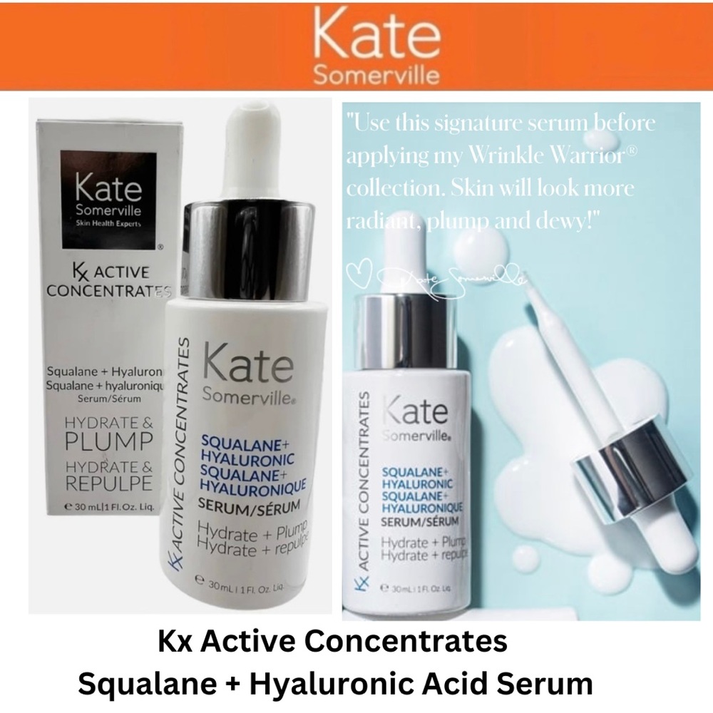 NEW Kate Somerville Kx Active Concentrates Squalane + Hyaluronic Acid Serum